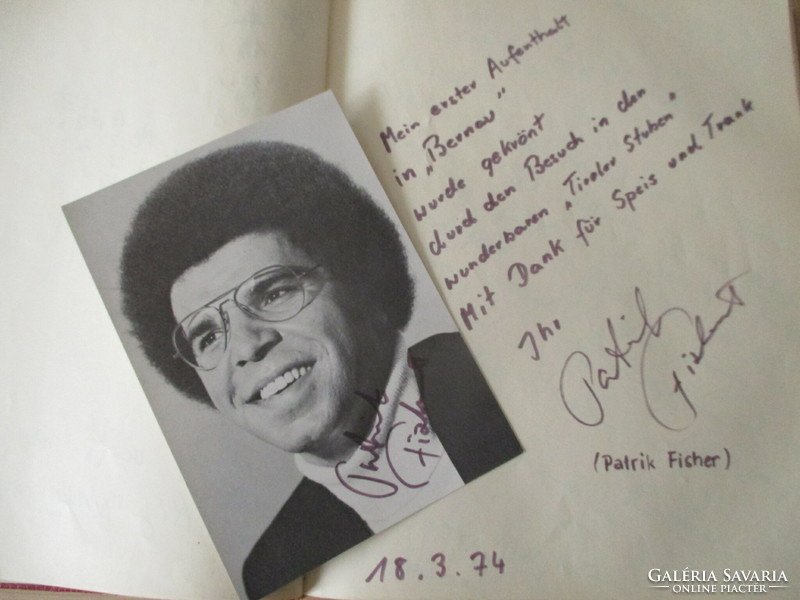 Guest book from the 1960s and 70s, with a signed photo