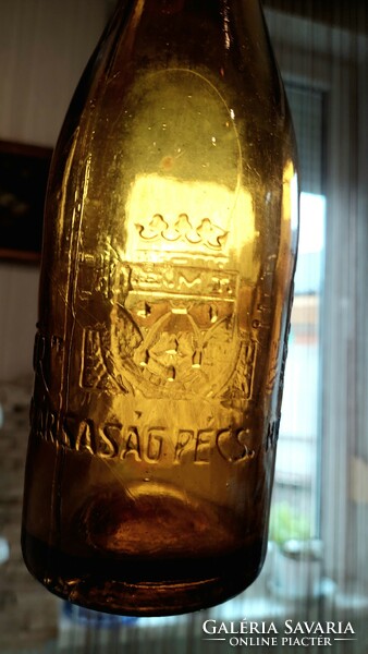 PANNONIA, régi, porcelán csatos sörösüveg, palack