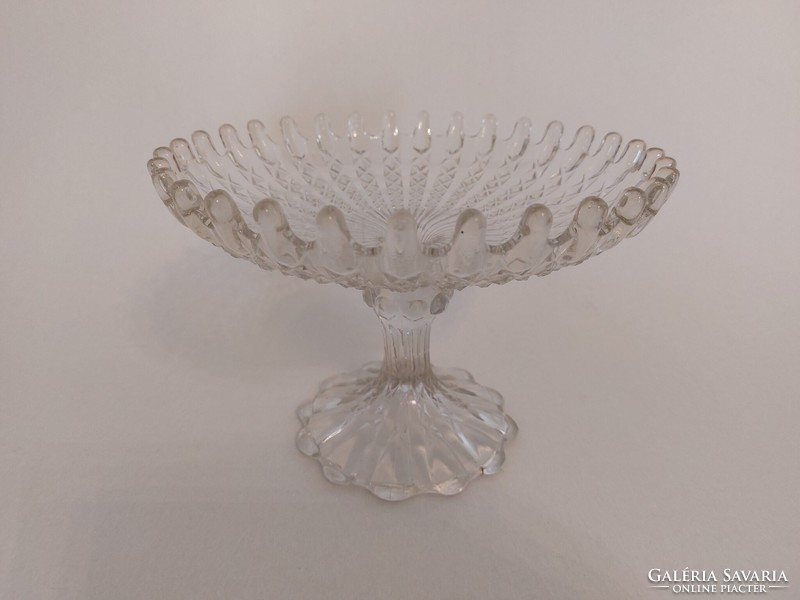 Régi talpas kristályüveg gyümölcskínáló tál vintage asztalközép