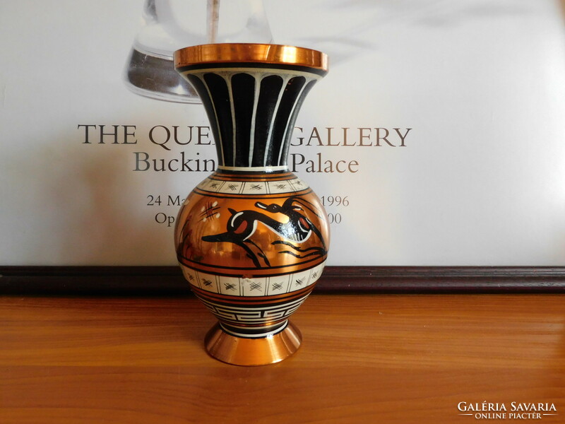 Copper vase with enamel decoration 15 cm
