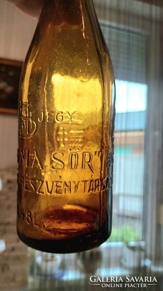 Pannonia, old, porcelain buckled beer bottle, bottle