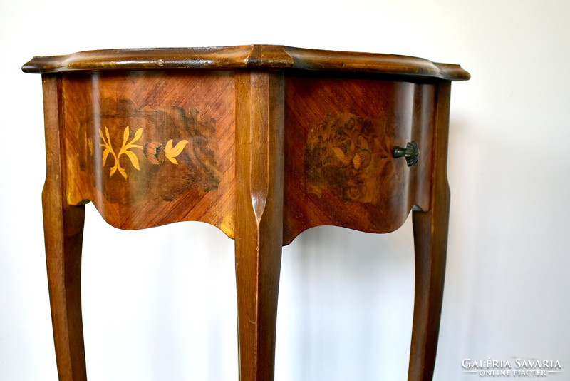 Bedside table with beautiful floral inlay