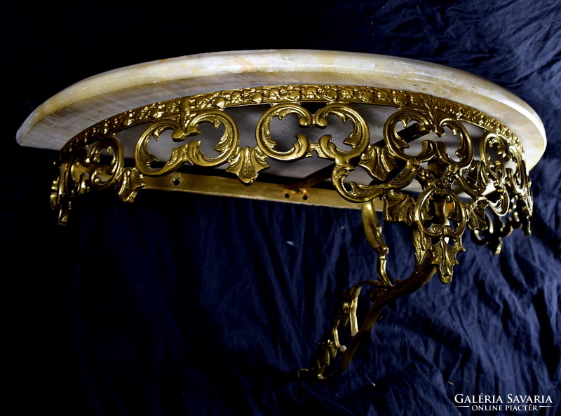 Solid copper and polished marble stone flat decorative neo-baroque style wall shelf - bracket !!!