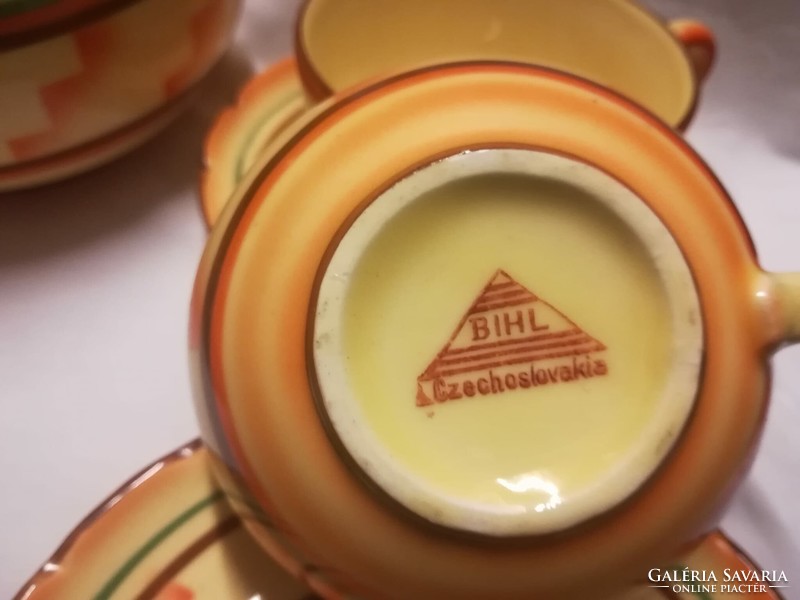 Bihl, old Czech glazed ceramic tea set, very rare pieces