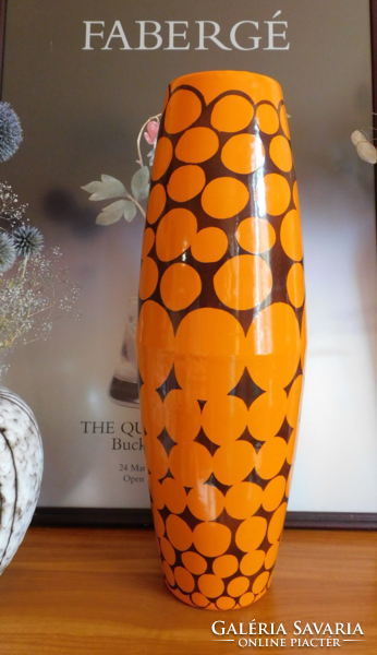 Enameled leopard fur floor vase 50 cm - mid century