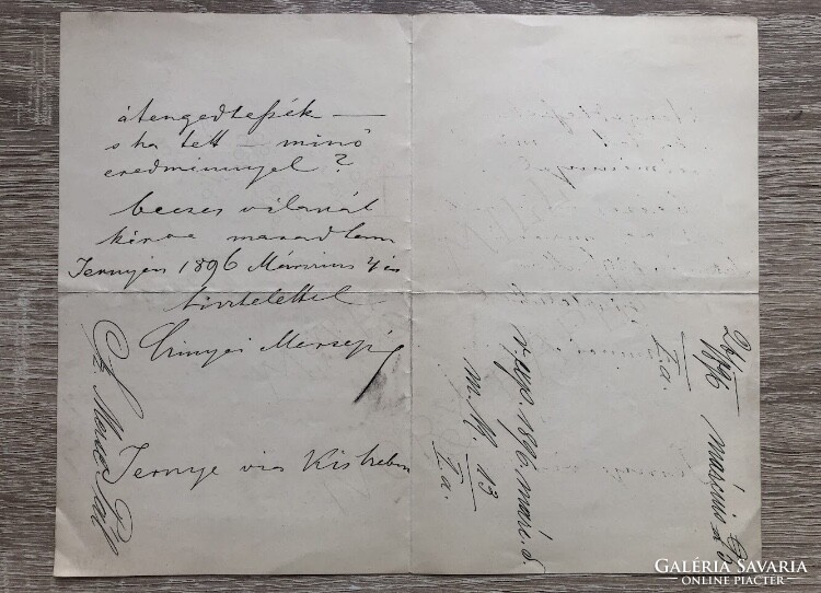 Original handwritten and signed letter of painter Pál Szinyei Merse to Dezsó Ambrozovich