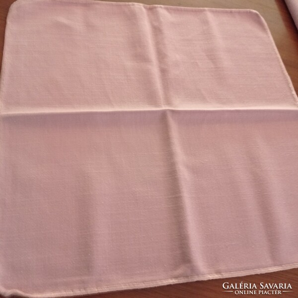 Large oval salmon tablecloth with 6 napkins, 210 x 155 cm