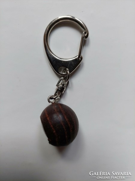 Wooden spherical key ring with compass, new (even with free shipping)