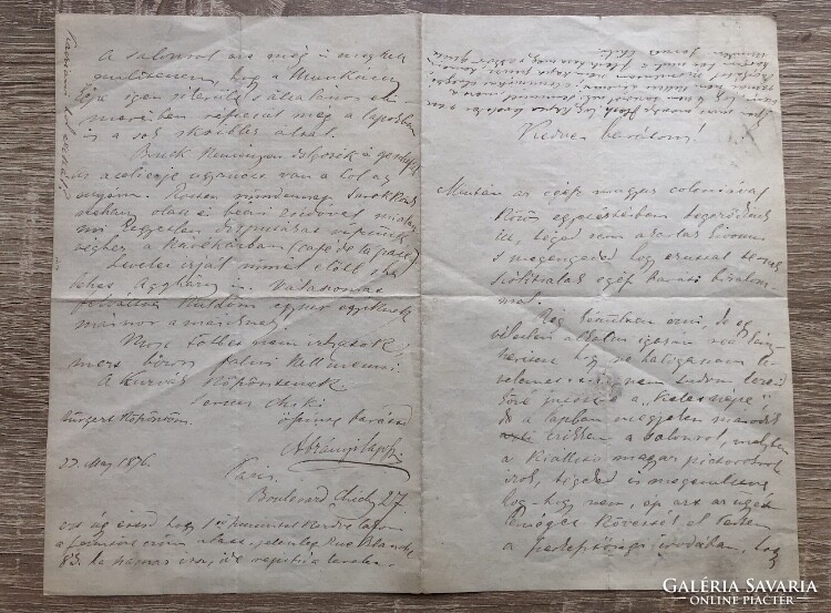 Original handwritten and signed letter of the writer Lajos Ábrányi to László Pál