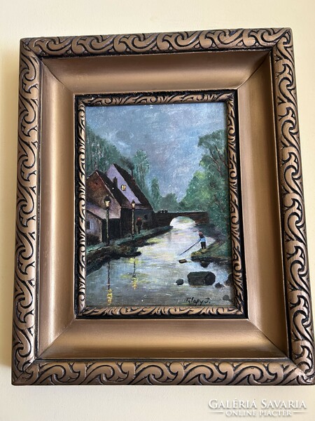 A very beautiful painting is an heirloom piece. The frame is flawless.