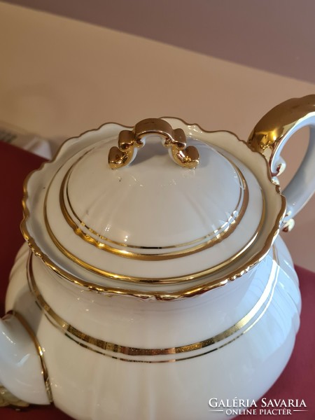 Zsolnay antik pajzspecsétes dúsan aranyozott stafír teás készlet