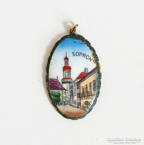 "Sopron, a hűség városa" vintage medál zománc betéttel