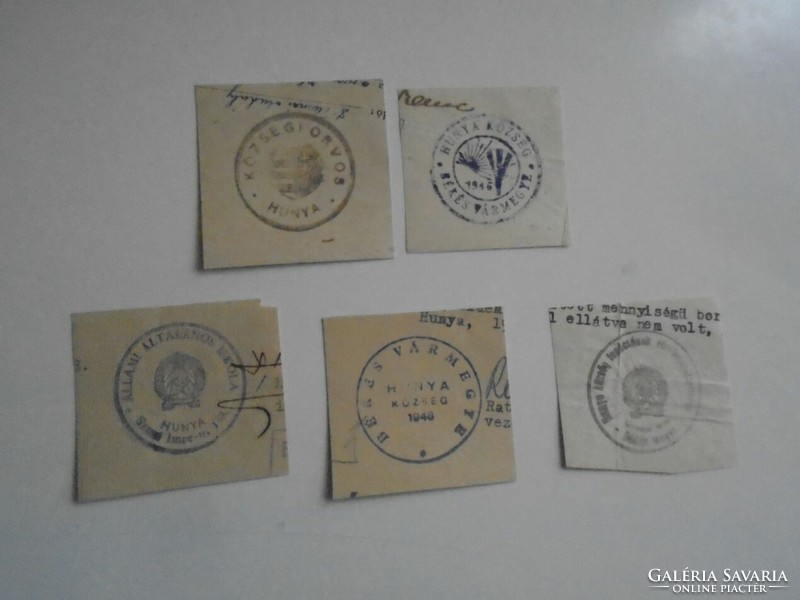 D202299 HUNYA - Békés vm. régi bélyegző-lenyomatok   -  5 db  kb 1900-1950's
