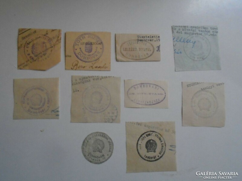 D202289  DOMBÓVÁR  régi bélyegző-lenyomatok   - 10 db  1900-1950's