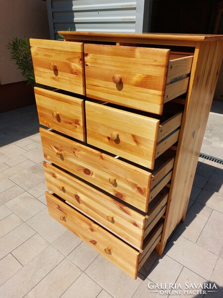 Ikeas pine chest of drawers with 7 drawers for sale.