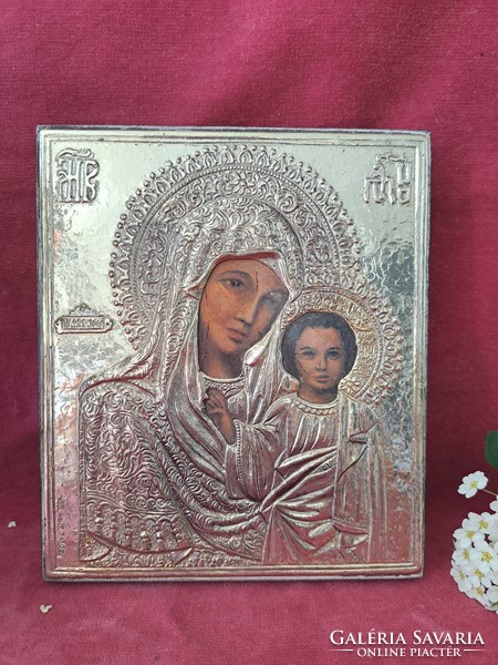 Orthodox icon on silver sheet