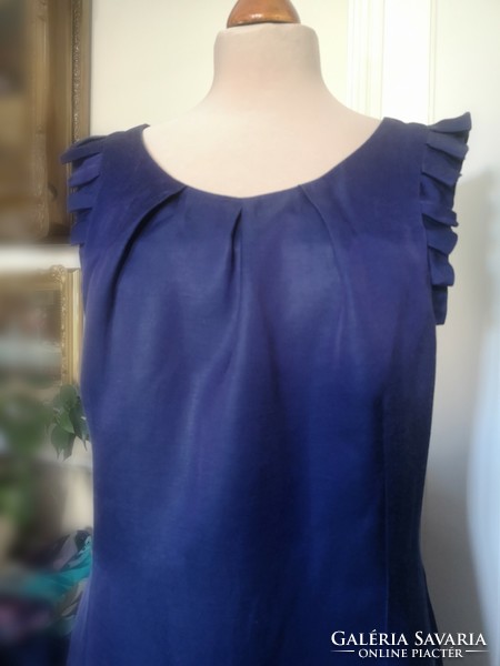 Oasis 42-44 plum blue linen-viscose summer dress