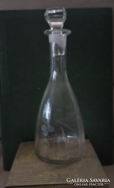 Antique cast polished glass pouring bottle wine liqueur serving carafe 0.5 l