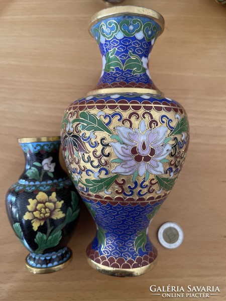 Dreamy aperture enamel, fire enamel copper Chinese vase flowers.