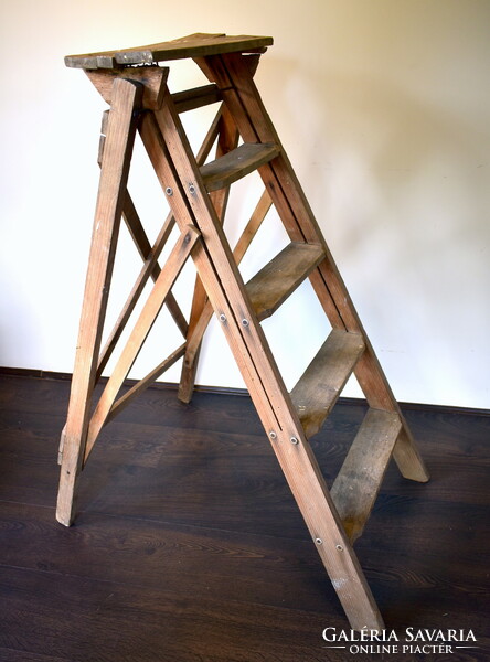 Old library room wooden ladder