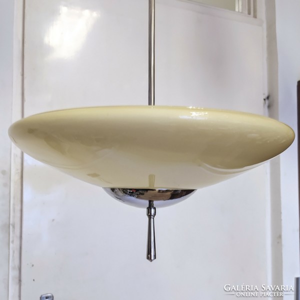 Art deco - bauhaus 2-burner chandelier - cream shade - lampart
