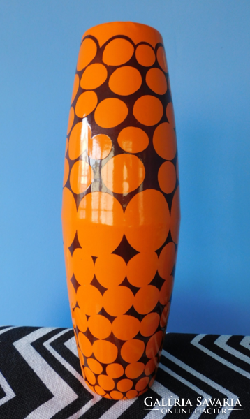 Enameled leopard fur floor vase 50 cm - mid century