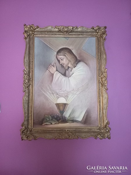 Oil painting Jesus with the altar saint.