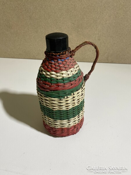 Wire-braided glass bottle, retro, 25 cm high. 4872