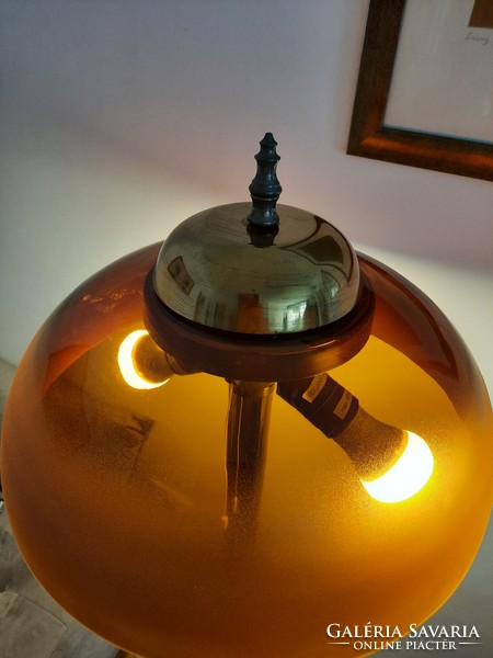 Floor lamp with glass shade designed by mid-century pagan Judith