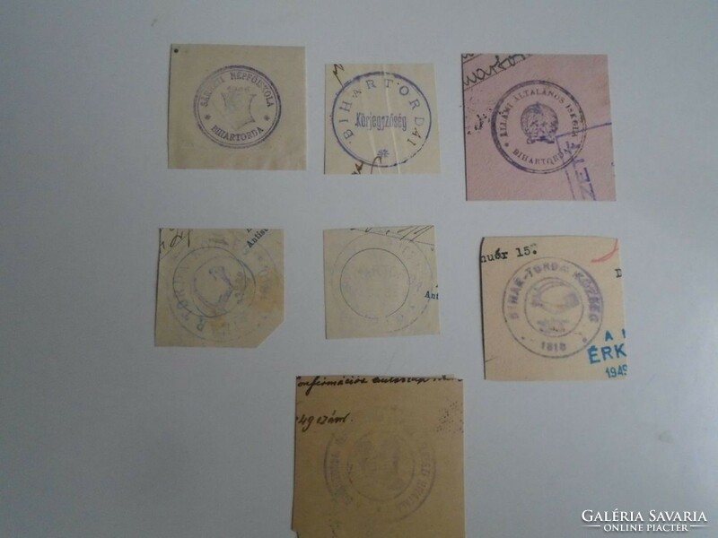 D202338 BIHARTORDA - Bihar vm. régi bélyegző-lenyomatok  8 db.   kb 1900-1950's