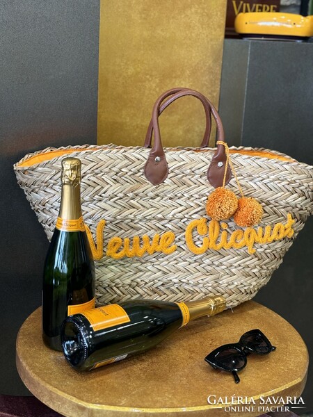 Veuve clicquot beach bag - xl size wicker beach bag - a special gift from France
