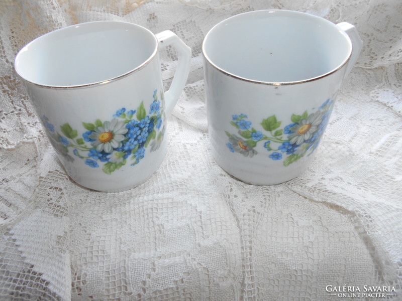 2 antique marguerite, forget-me-not drasch mugs 2000/pc
