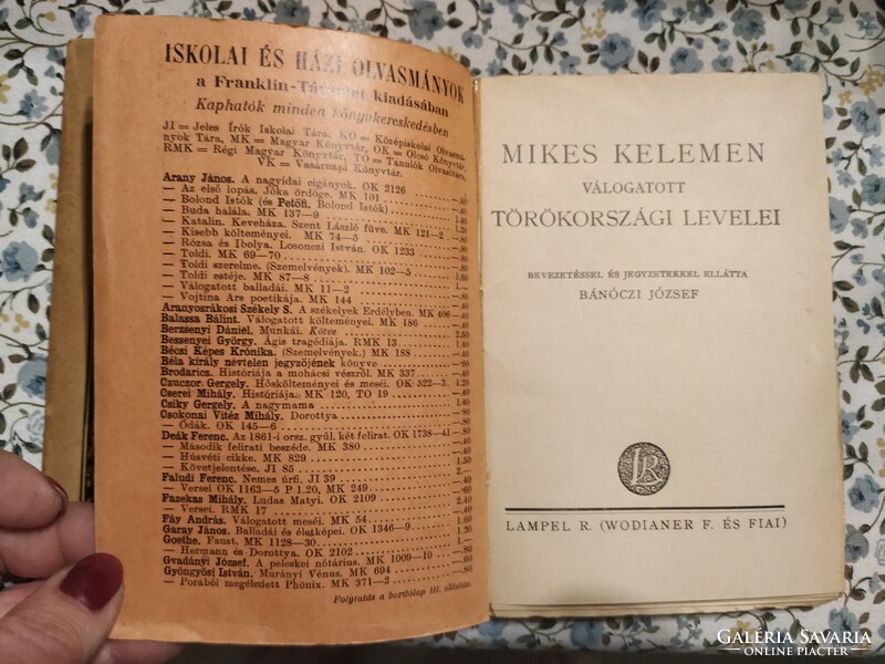 Selected letters of Mikes Kelemen from Turkey, Hungarian library, before the war