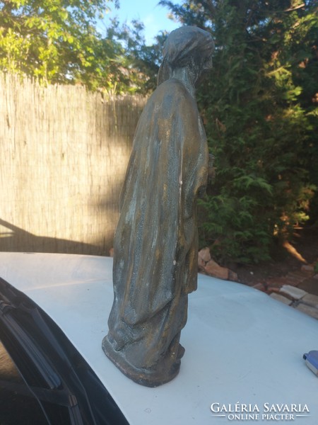 55 cm magas, bronzírozott női szent szobor, gipsz