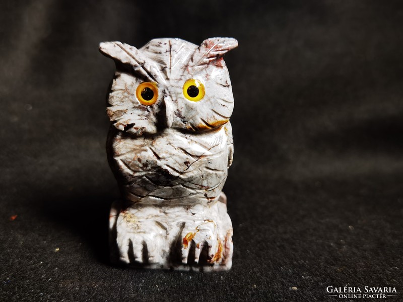 Hand-carved greasestone owl figure