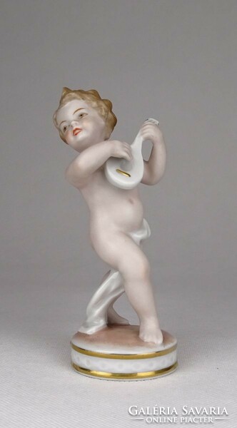 V220 Schaubach kunst porcelán zenélő kisfiú