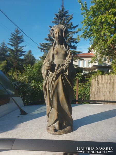 55 cm tall, bronzed female saint statue, plaster