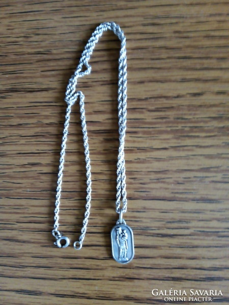 French silver chain with Mary pendant