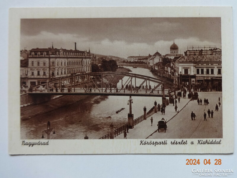 Régi postatiszta  Weinstock képeslap: Nagyvárad, Körösparti részlet a Kishíddal