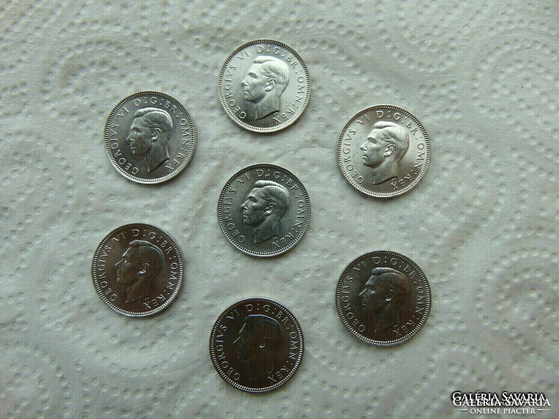 Anglia 7 darab ezüst 1 shilling LOT !  Nagyon szép érmék !!!