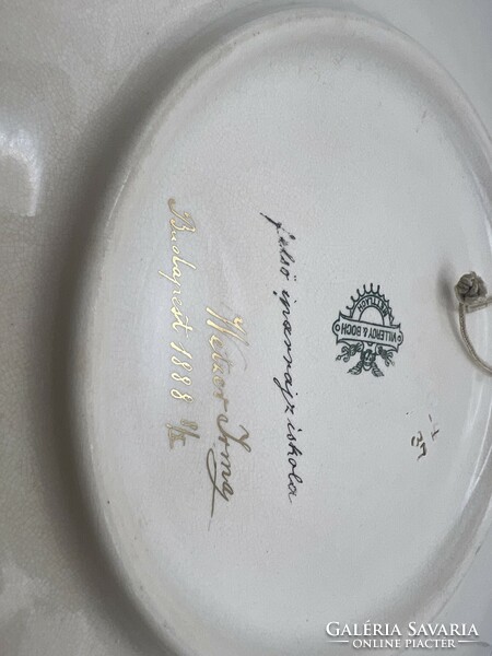 Wetzer Irma porcelán disztányér 1888-ból, 35 cm-es. 4935