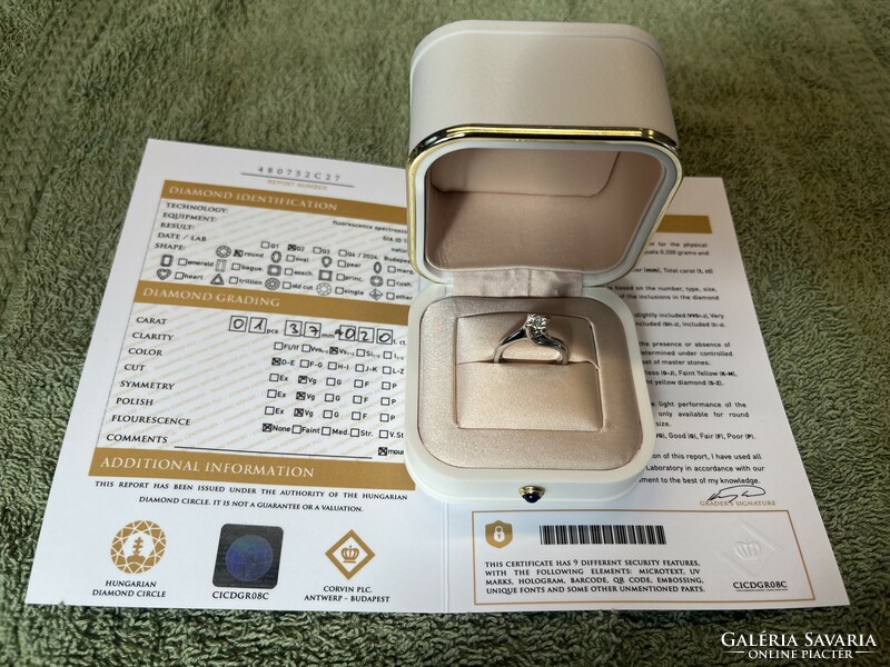 18k fehérarany gyűrű 0.20ct gyémánttal Certifikáttal