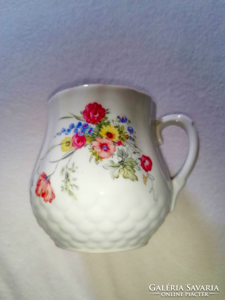 Vintage Zsolnay potted mug with meadow flowers