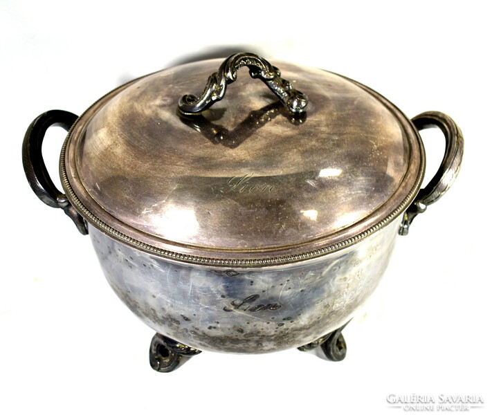 Leo! French powerful silver-plated antique covered bowl from the 19th century. From the end of the century!!!