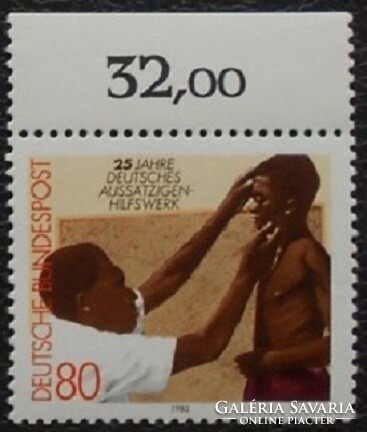 N1146sz / Németország 1982 A lepra elleni küzdelem bélyeg postatiszta ívszéli összegzőszámos