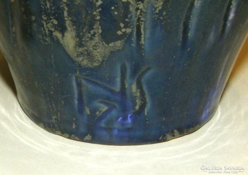 Bagoly váza - Nagyné Molnár Zsuzsanna keramikus munkája - 17 cm