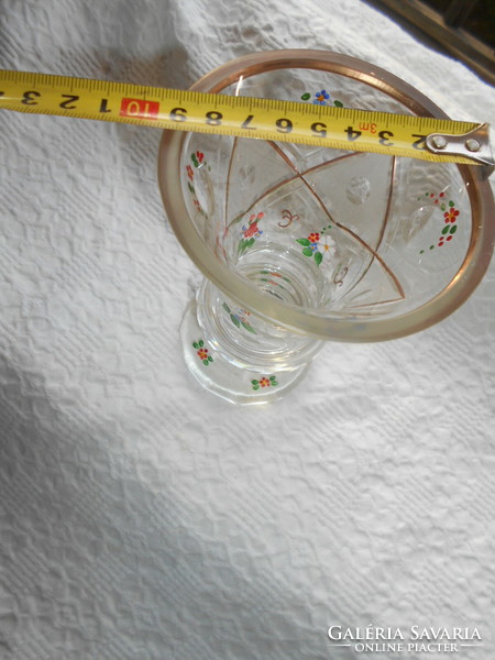 Bider thick-walled base glass vase, polished, enamel painted