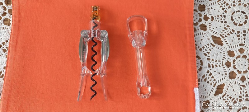 Corkscrew is a combination of plastic and metal