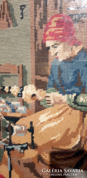 Retro tapestry needlework, framed