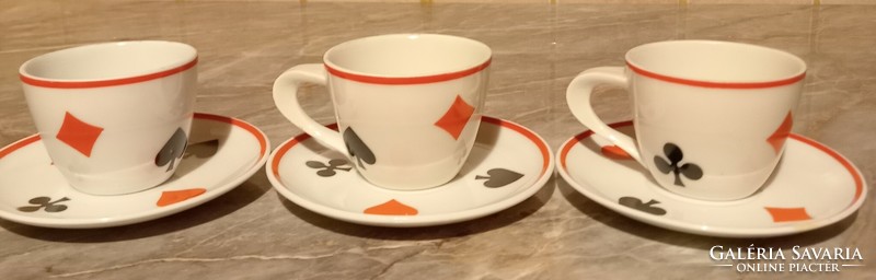 Zsolnay French card pattern coffee cups